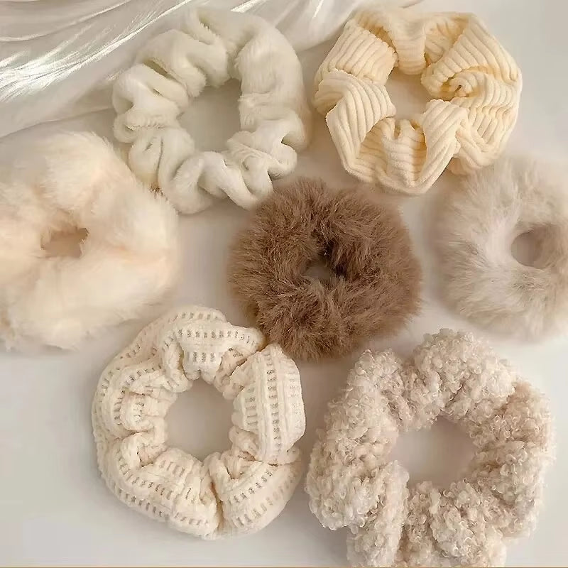 7/21 Pcs/Set Women Hair Scrunchies Set Plush Solid Hair Band for Girls Ponytail Holder Rubber Bands Hair Ties Hair Accessories