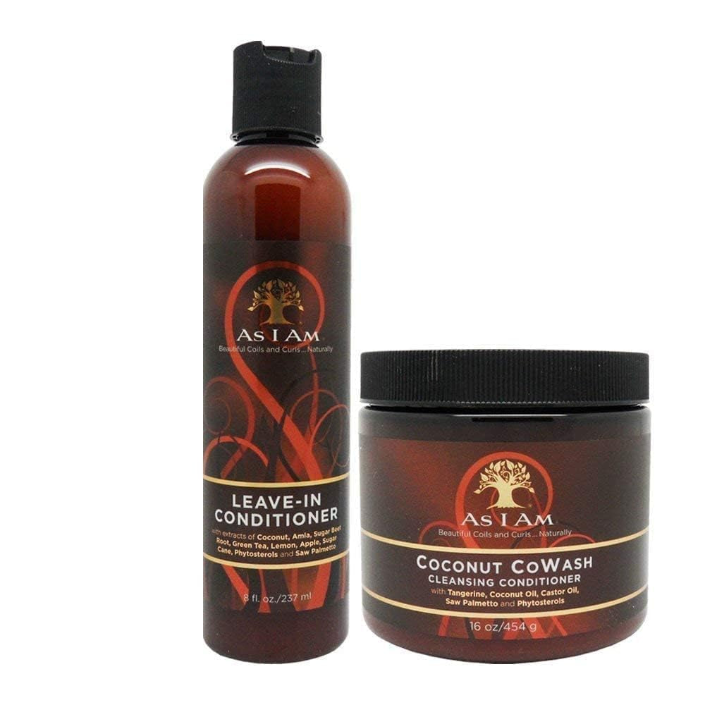 As I Am Leave-In Conditioner 8 Ounce and Coconut Cowash Cleansing Conditioner 16 Ounce