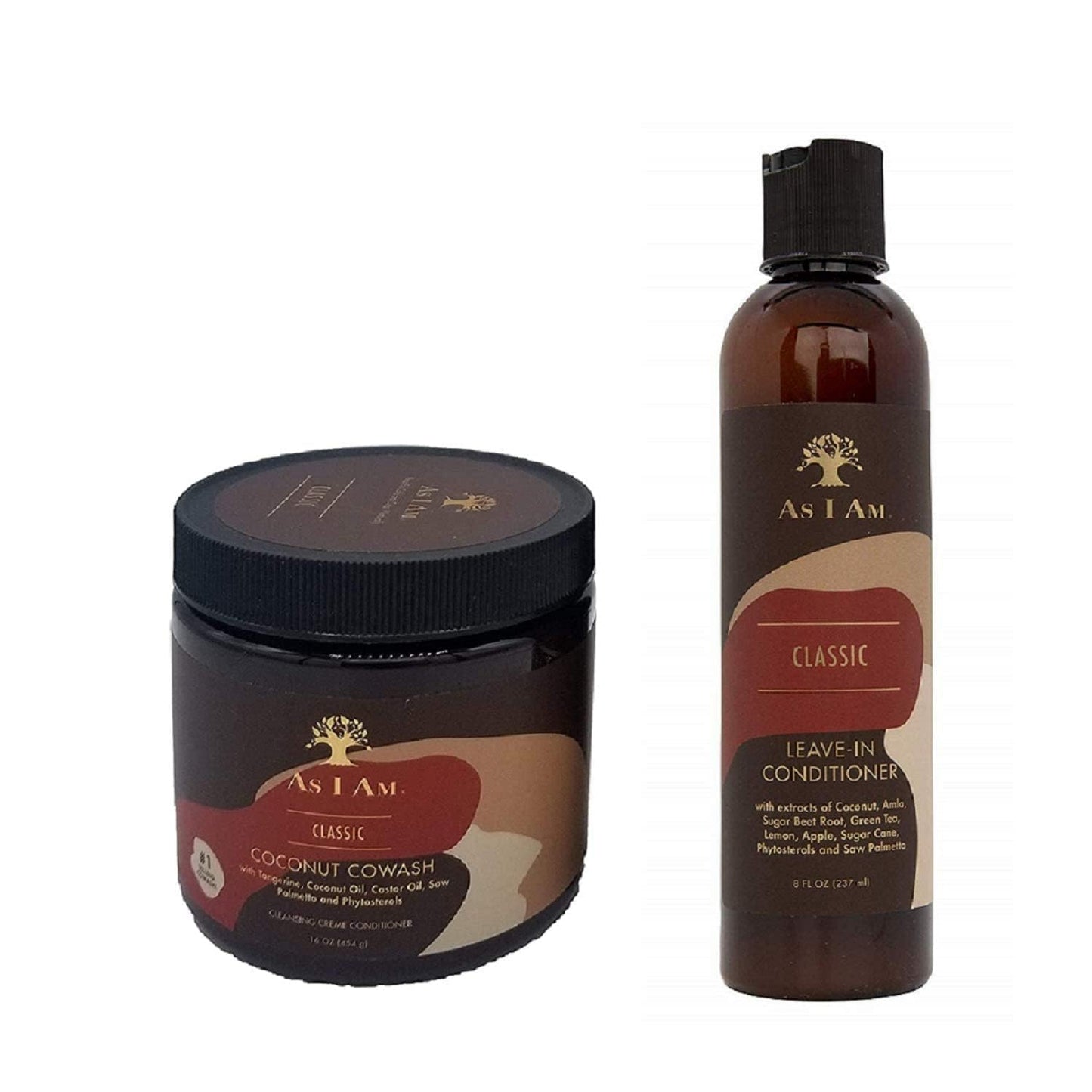 As I Am Leave-In Conditioner 8 Ounce and Coconut Cowash Cleansing Conditioner 16 Ounce